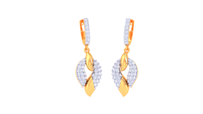 Twisted Leaf Hoop Earrings In Gold - 0.75 Ct Diamonds
