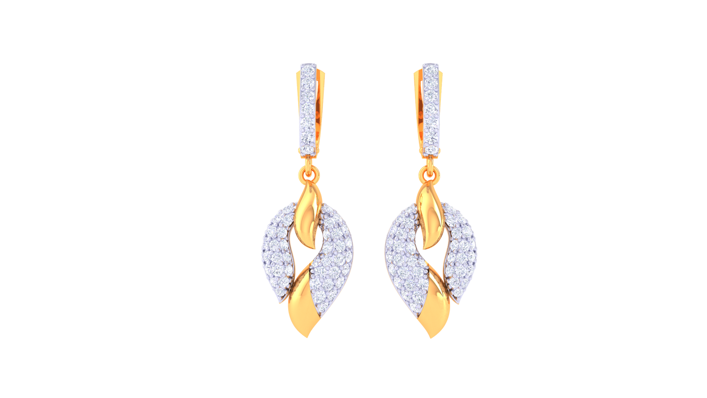 Twisted Leaf Hoop Earrings In Gold - 0.75 Ct Diamonds