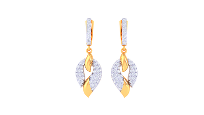 Twisted Leaf Hoop Earrings In Gold - 0.75 Ct Diamonds