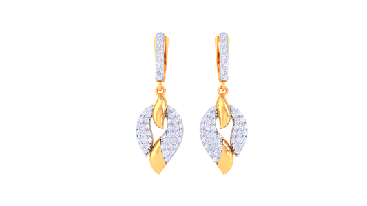 Twisted Leaf Hoop Earrings In Gold - 0.75 Ct Diamonds