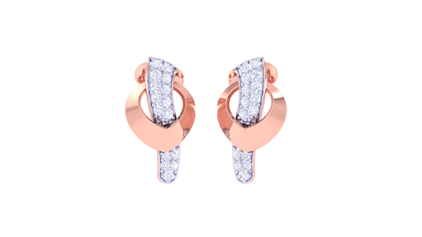 Modern Twist Golden Stud Earrings - 0.35 Ct Brilliant Diamonds