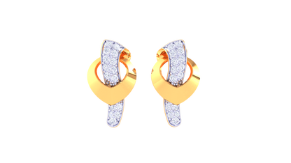 Modern Twist Golden Stud Earrings - 0.35 Ct Brilliant Diamonds