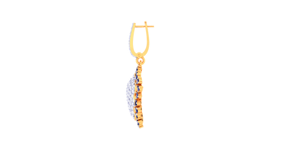 Sapphire Scalloped Earrings In Gold With Artistic Contour - 1.69 Ct Diamonds