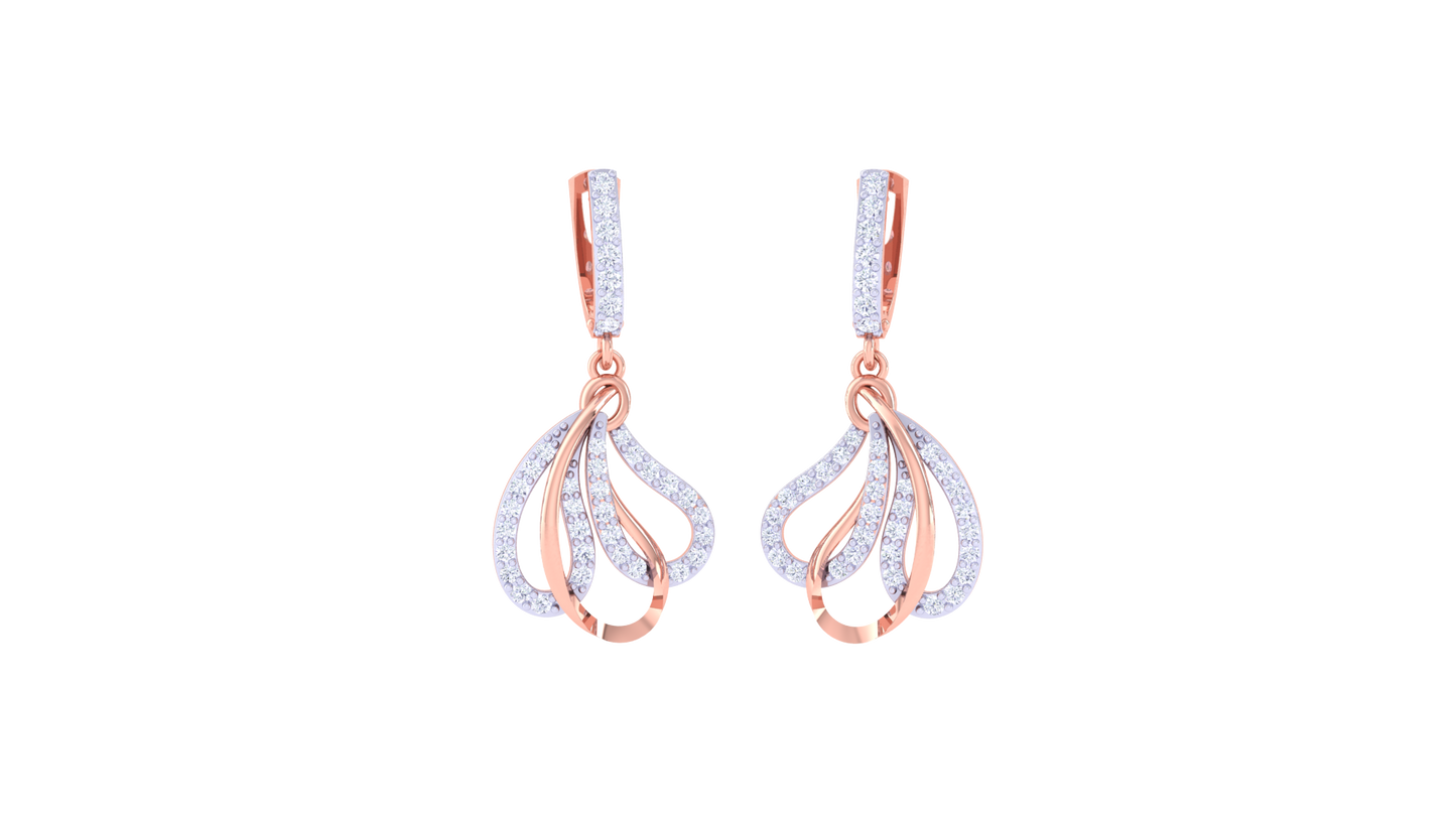 Intertwined Loop Hoop Earrings In Gold - 0.58 Ct Brilliant Diamonds