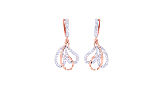 Intertwined Loop Hoop Earrings In Gold - 0.58 Ct Brilliant Diamonds