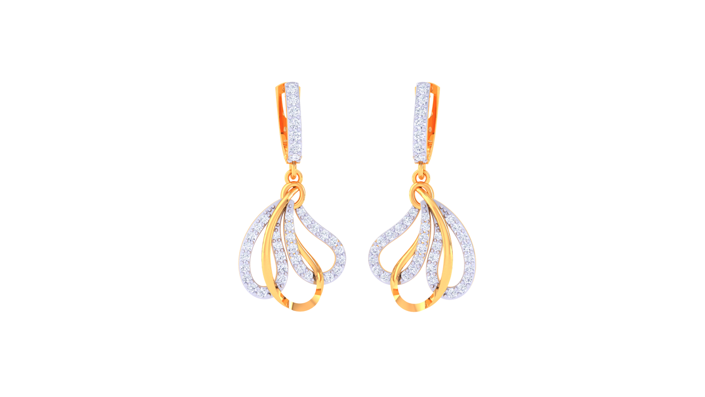 Intertwined Loop Hoop Earrings In Gold - 0.58 Ct Brilliant Diamonds