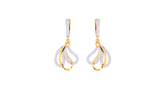 Intertwined Loop Hoop Earrings In Gold - 0.58 Ct Brilliant Diamonds