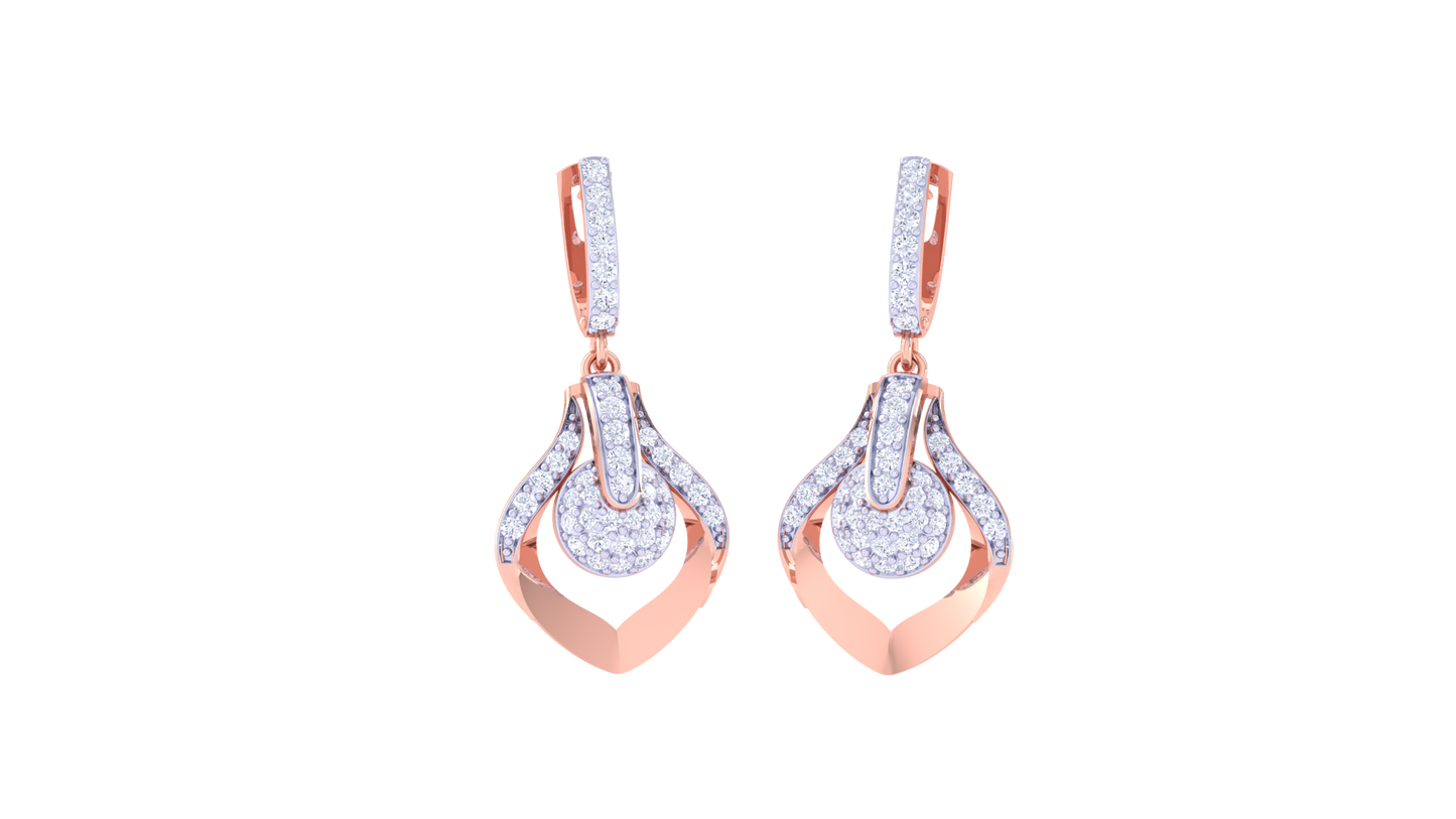 Stylized Solitaire Hoop Earrings In Lustrous Gold - 0.72 Ct Diamonds