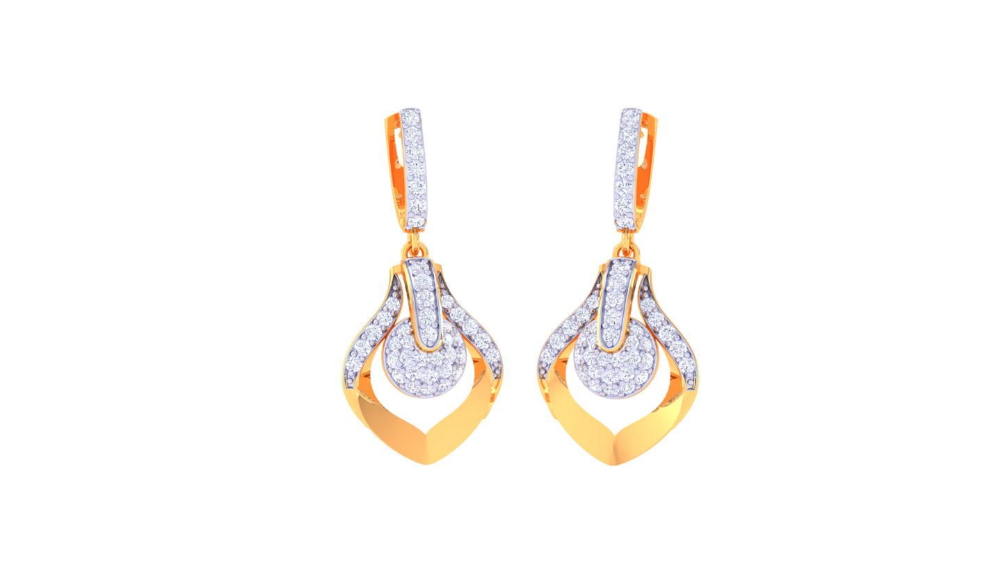 Stylized Solitaire Hoop Earrings In Lustrous Gold - 0.72 Ct Diamonds