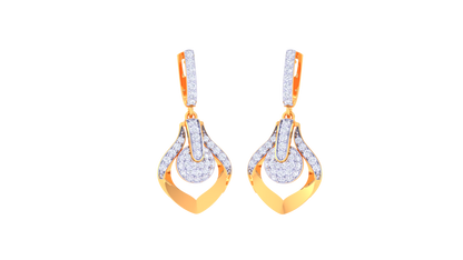 Stylized Solitaire Hoop Earrings In Lustrous Gold - 0.72 Ct Diamonds