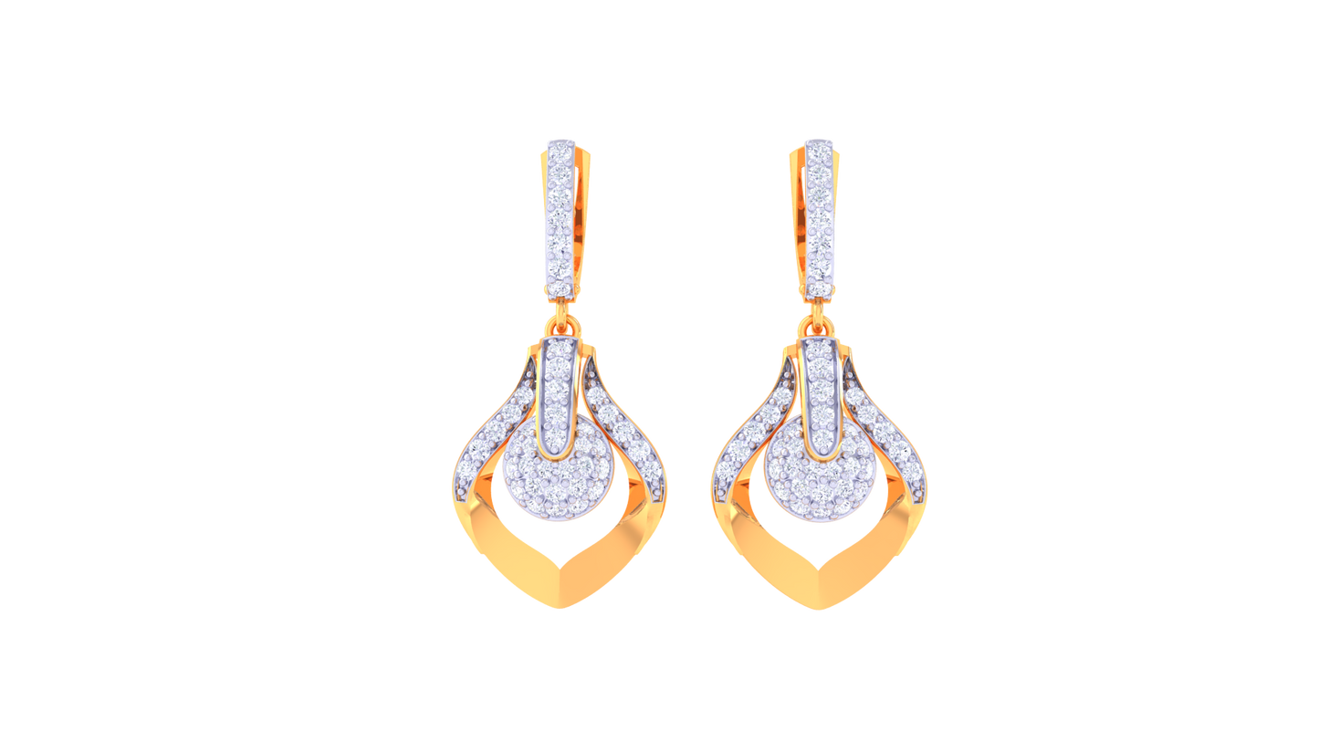 Stylized Solitaire Hoop Earrings In Lustrous Gold - 0.72 Ct Diamonds