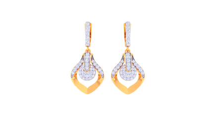 Stylized Solitaire Hoop Earrings In Lustrous Gold - 0.72 Ct Diamonds