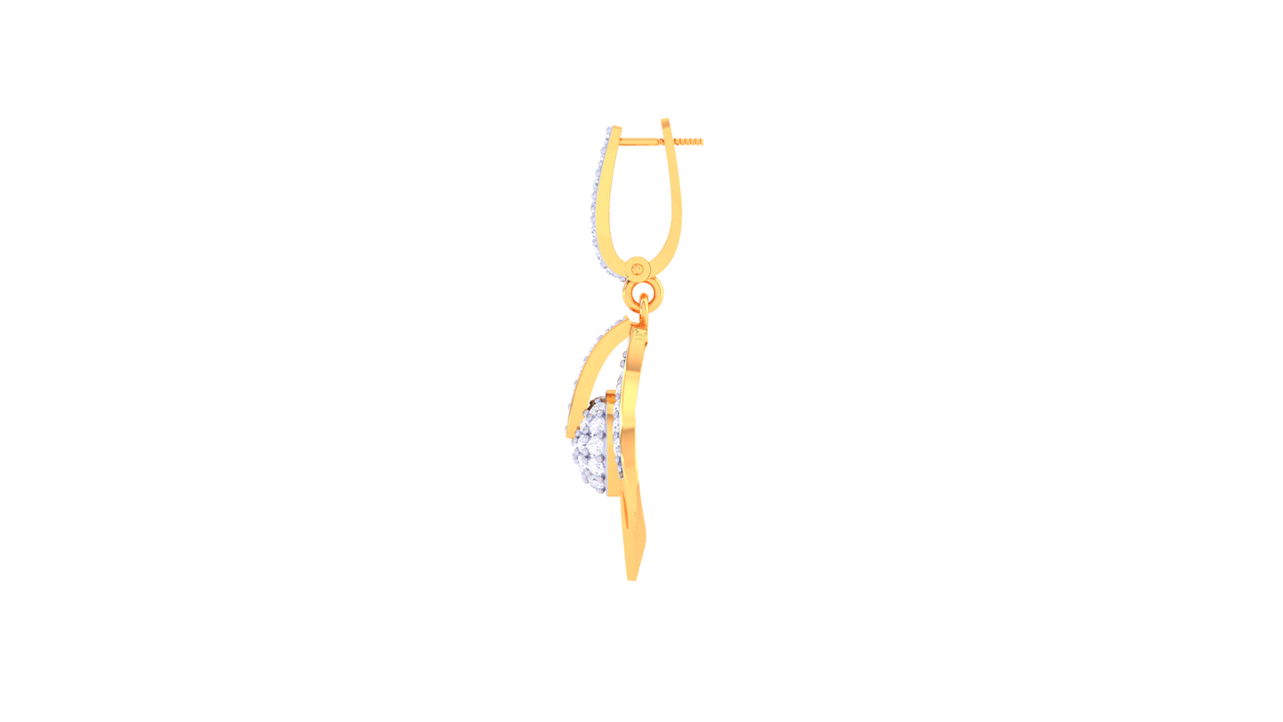 Stylized Solitaire Hoop Earrings In Lustrous Gold - 0.72 Ct Diamonds