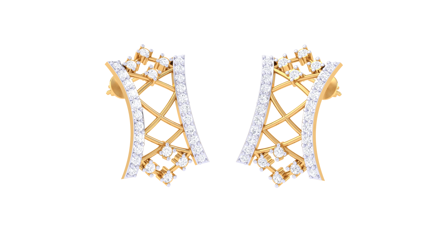 Lace Corse Drops Earrings In Rose Gold - 0.51 Ct Round Cut Diamonds