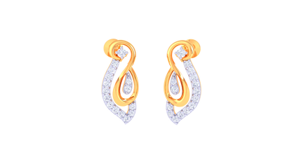 Swirl Elegance Stud Earrings In Yellow Gold - 0.22 Ct Sparking Diamonds