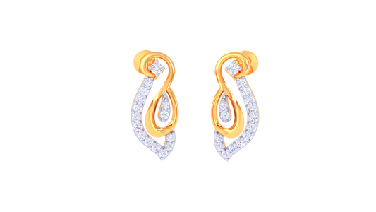 Swirl Elegance Stud Earrings In Yellow Gold - 0.22 Ct Sparking Diamonds