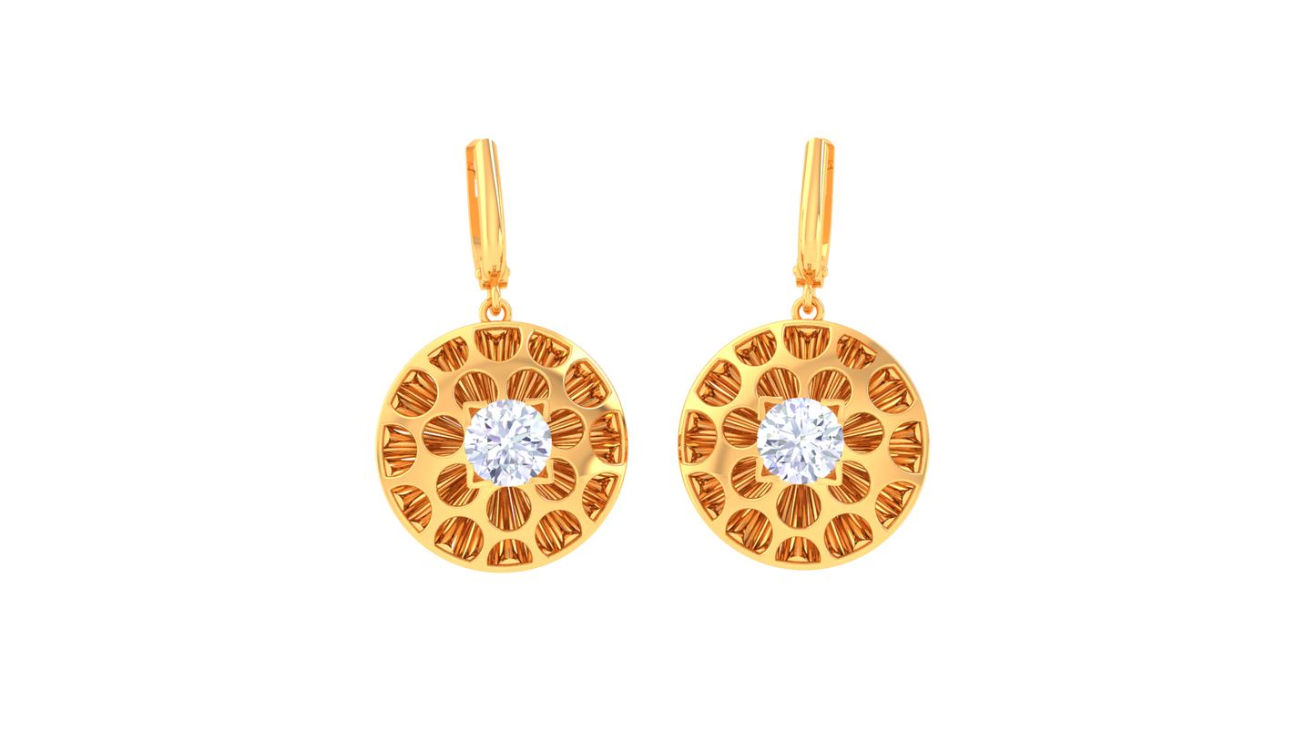 Floral Halo Rose Gold Hoop Earrings - 0.64 Ct Diamond Centerpiece