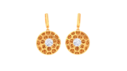 Floral Halo Rose Gold Hoop Earrings - 0.64 Ct Diamond Centerpiece