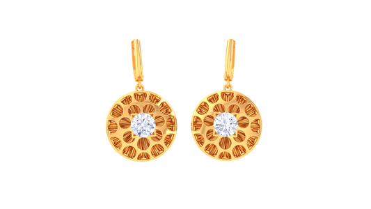 Floral Halo Rose Gold Hoop Earrings - 0.64 Ct Diamond Centerpiece