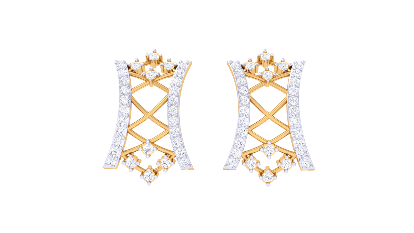 Lace Corse Drops Earrings In Rose Gold - 0.51 Ct Round Cut Diamonds