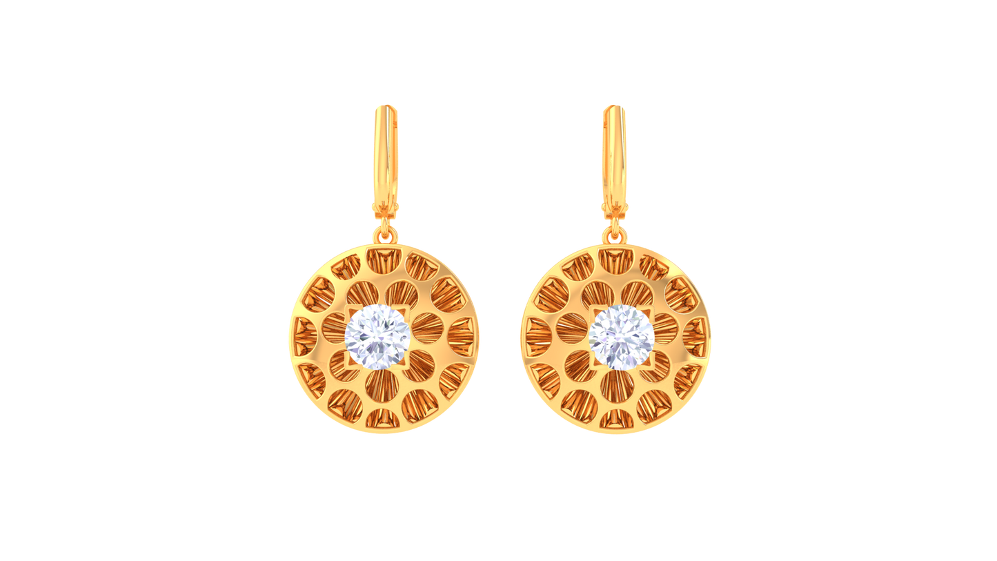 Floral Halo Rose Gold Hoop Earrings - 0.64 Ct Diamond Centerpiece