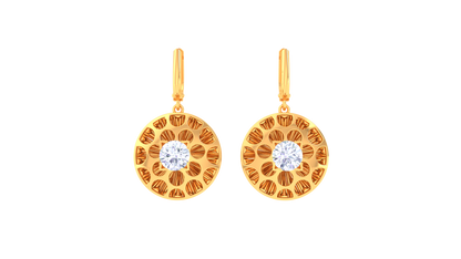 Floral Halo Rose Gold Hoop Earrings - 0.64 Ct Diamond Centerpiece