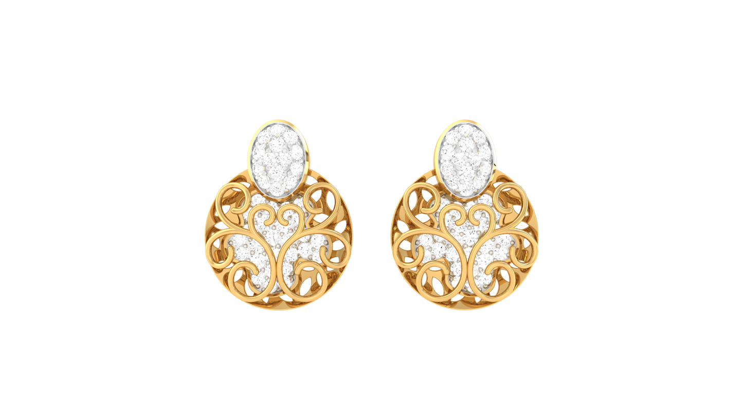 Vintage Glow Stud Earrings In Yellow Gold - 0.63 Ct Round Cut Diamonds