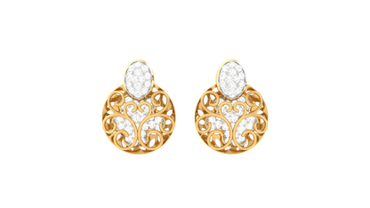 Vintage Glow Stud Earrings In Yellow Gold - 0.63 Ct Round Cut Diamonds