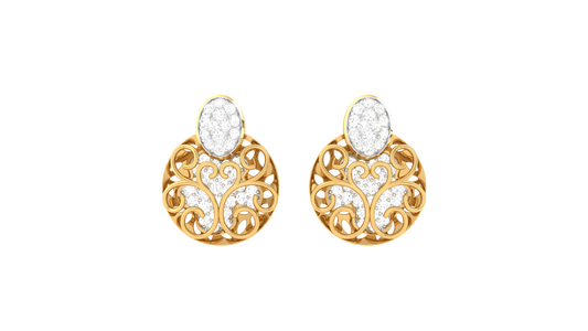 Vintage Glow Stud Earrings In Yellow Gold - 0.63 Ct Round Cut Diamonds