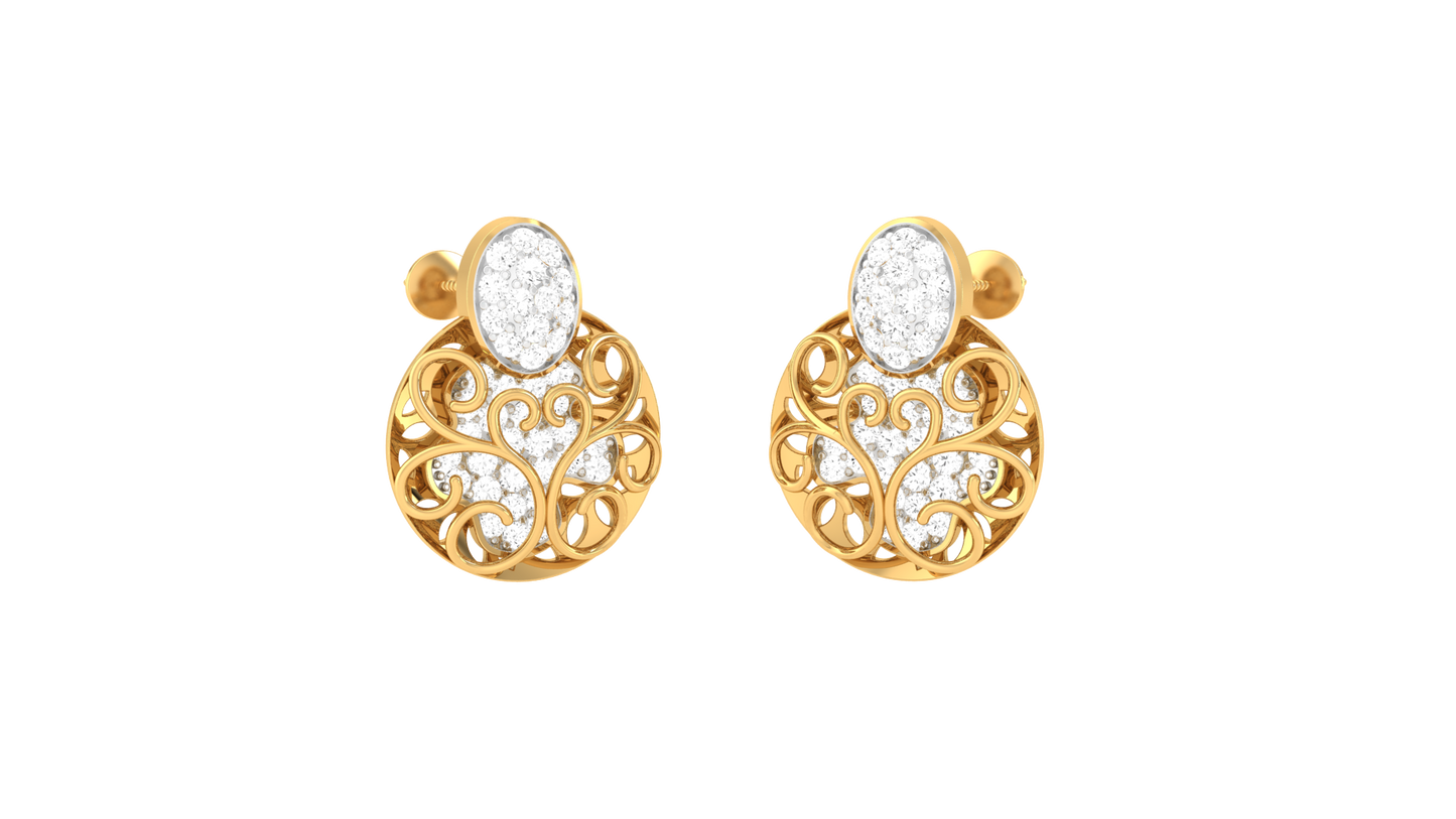 Vintage Glow Stud Earrings In Yellow Gold - 0.63 Ct Round Cut Diamonds