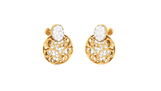 Vintage Glow Stud Earrings In Yellow Gold - 0.63 Ct Round Cut Diamonds