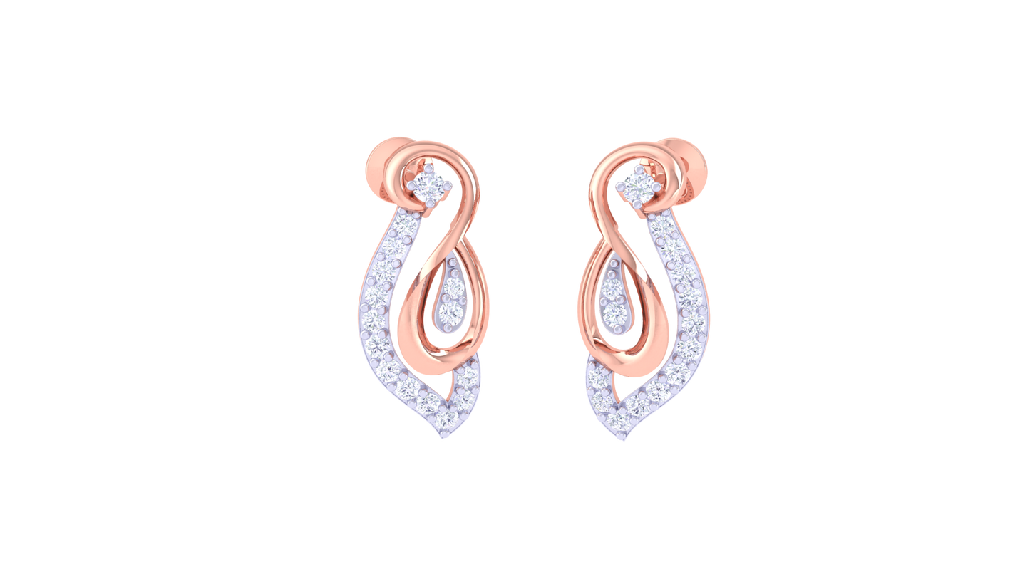 Swirl Elegance Stud Earrings In Yellow Gold - 0.22 Ct Sparking Diamonds