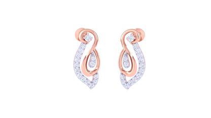 Swirl Elegance Stud Earrings In Yellow Gold - 0.22 Ct Sparking Diamonds