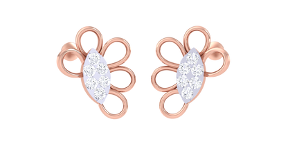 0.48 Ct - Floral Arc Diamond Stud Earrings