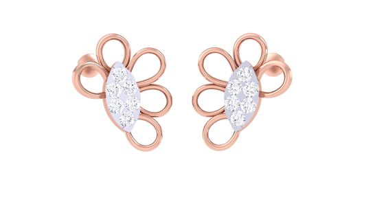 0.48 Ct - Floral Arc Diamond Stud Earrings