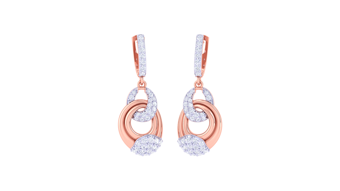Interlocking Circle Hoop Earrings in Dual-Tone Gold - 0.69 Ct Diamonds