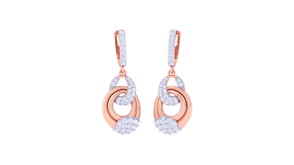 Interlocking Circle Hoop Earrings in Dual-Tone Gold - 0.69 Ct Diamonds