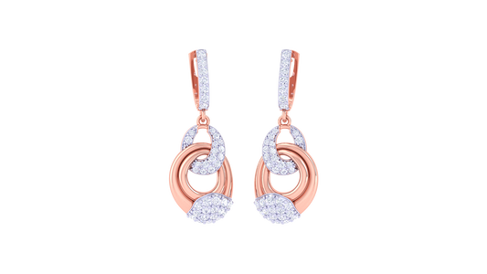 Interlocking Circle Hoop Earrings in Dual-Tone Gold - 0.69 Ct Diamonds