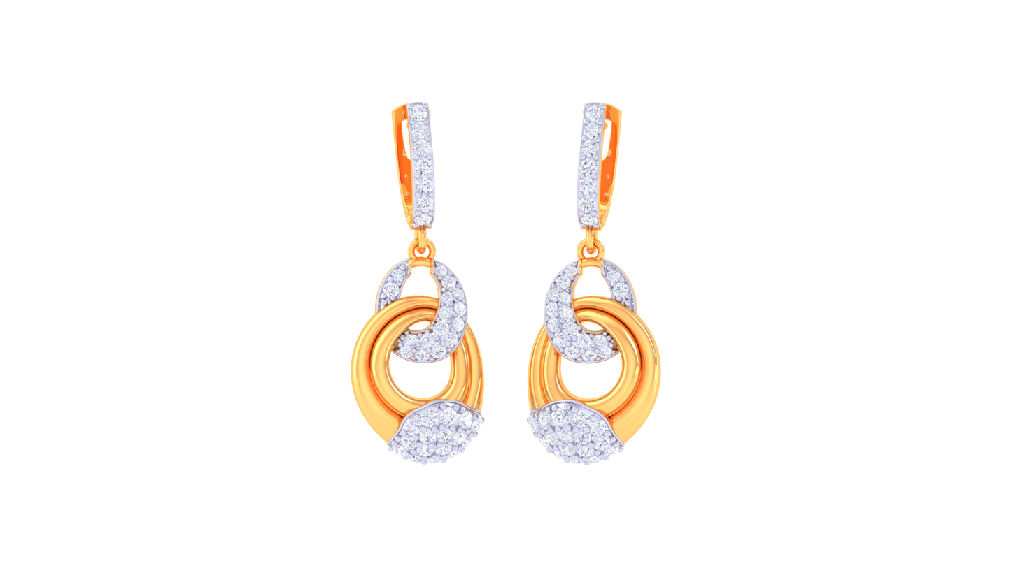 Interlocking Circle Hoop Earrings in Dual-Tone Gold - 0.69 Ct Diamonds
