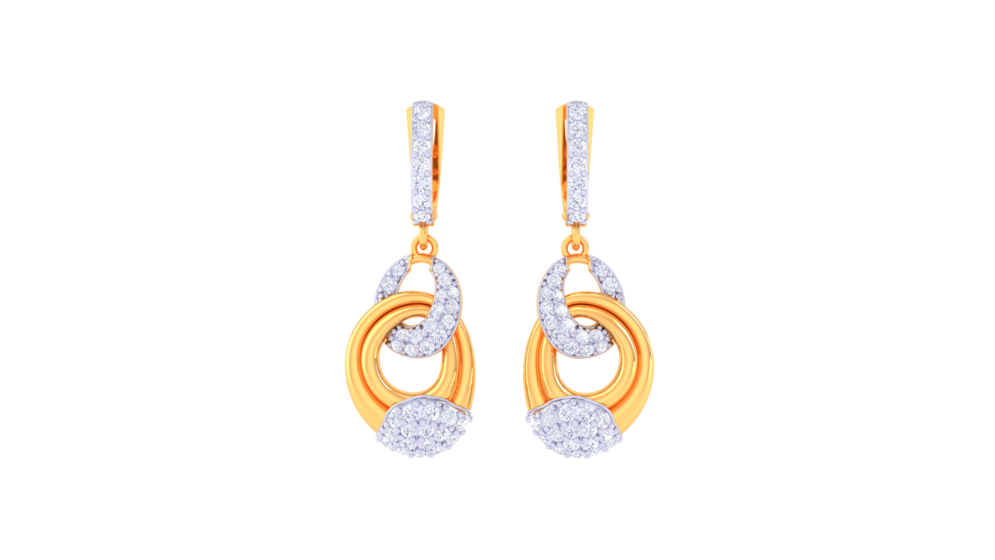 Interlocking Circle Hoop Earrings in Dual-Tone Gold - 0.69 Ct Diamonds