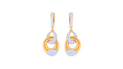 Interlocking Circle Hoop Earrings in Dual-Tone Gold - 0.69 Ct Diamonds