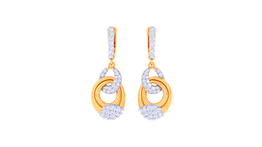 Interlocking Circle Hoop Earrings in Dual-Tone Gold - 0.69 Ct Diamonds
