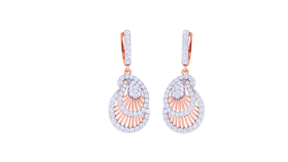 Radiant Fan Motif Earrings in Gold - 0.96 Ct Sparkig Diamonds