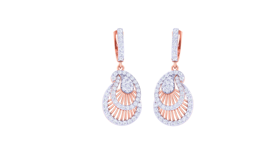 Radiant Fan Motif Earrings in Gold - 0.96 Ct Sparkig Diamonds