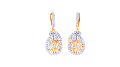 Radiant Fan Motif Earrings in Gold - 0.96 Ct Sparkig Diamonds