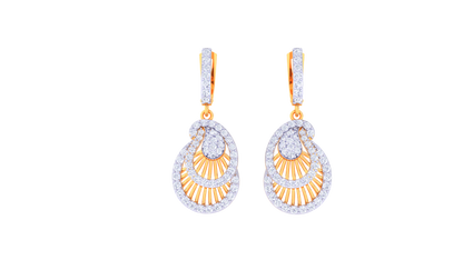 Radiant Fan Motif Earrings in Gold - 0.96 Ct Sparkig Diamonds