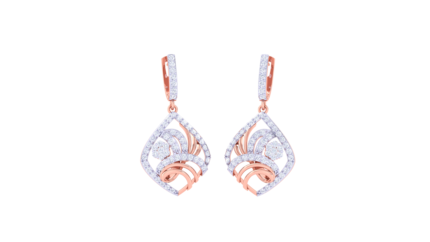 Marquise Sweep Hoop Earrings with Sculpted Gold -1.15 Ct Diamonds