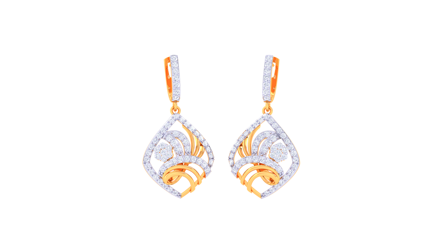 Marquise Sweep Hoop Earrings with Sculpted Gold -1.15 Ct Diamonds