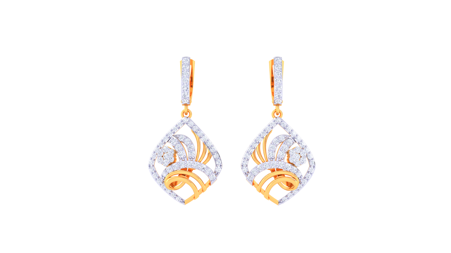 Marquise Sweep Hoop Earrings with Sculpted Gold -1.15 Ct Diamonds