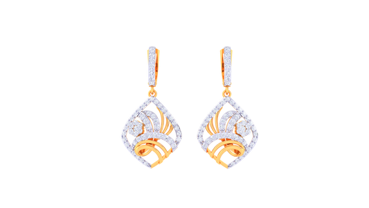 Marquise Sweep Hoop Earrings with Sculpted Gold -1.15 Ct Diamonds